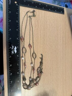 LOFT Multi-Strand Necklace with Pink and White Beads